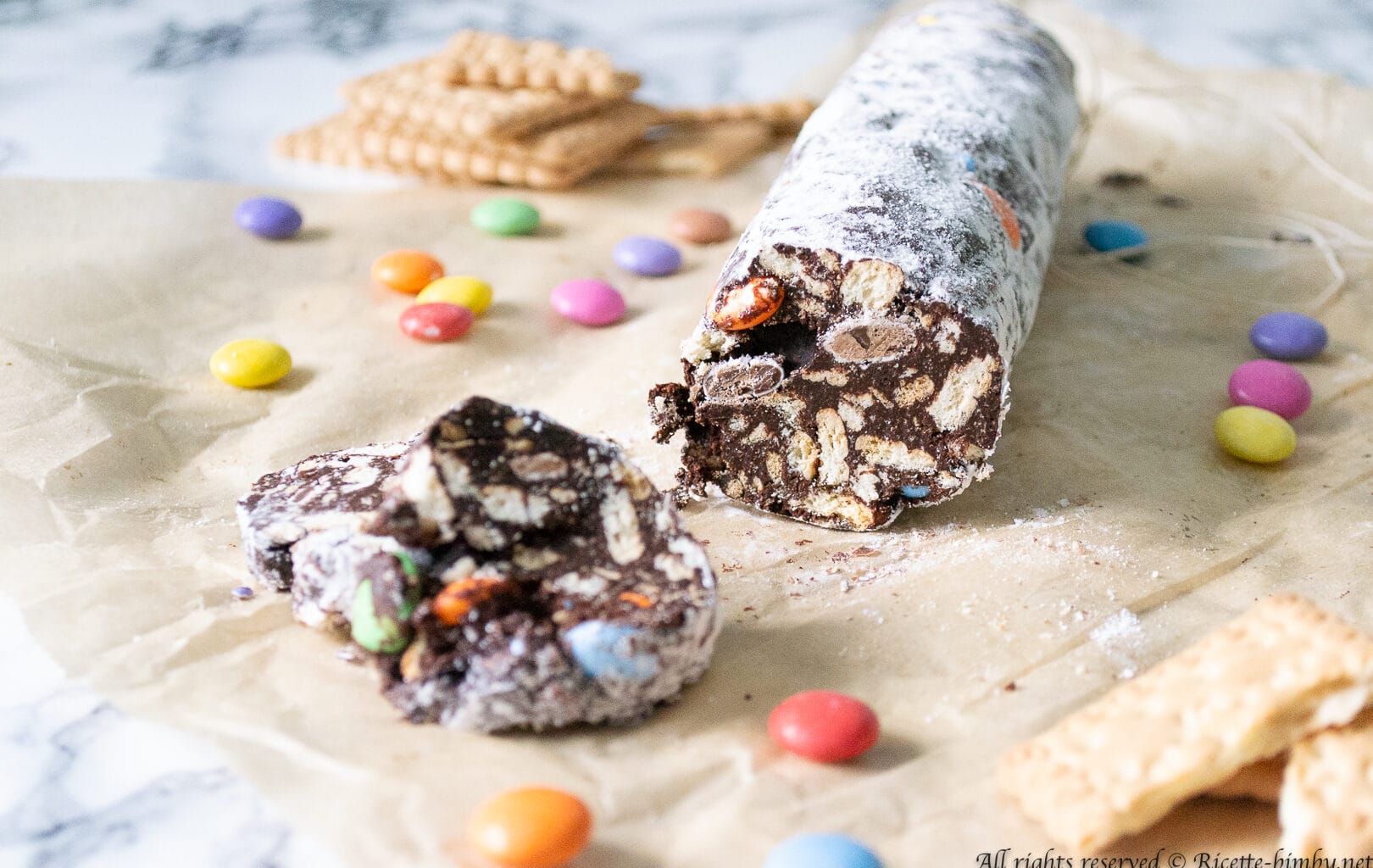 Salame di cioccolato con smarties Bimby